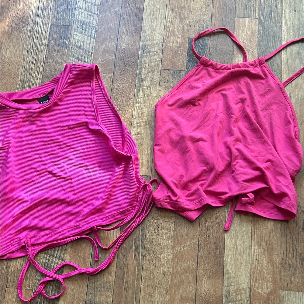 SHEIN Vibrant Pink Crop Tops Set